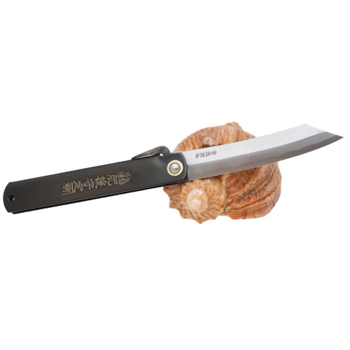 Складной нож Nagao Higonokami Especial hand forging, 100мм, сталь Aogami, рукоять металл, черный