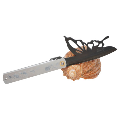 Складной нож Nagao Higonokami Papilio - Butterfly, 100мм, сталь Aogami Black, рукоять металл