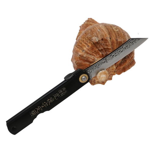 Складной нож Nagao Higonokami Tsuchime, 80мм, сталь Aogami, рукоять металл, черный