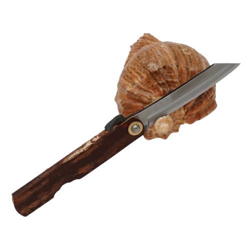 Складной нож Nagao Higonokami Kabazaiku, 80мм, сталь Aogami Migaki, рукоять латунь, Cherry blossom style