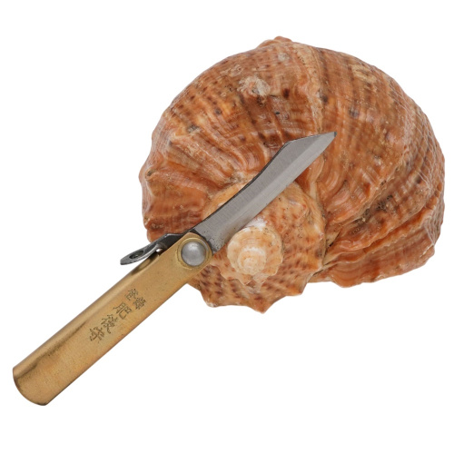 Складной нож Nagao Higonokami Mame Miniature, 40мм, сталь SK-5, рукоять латунь, без чехла