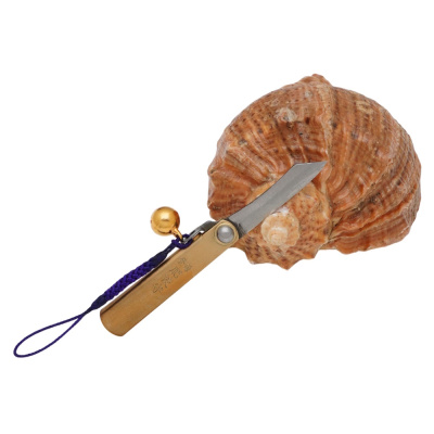 Складной нож Nagao Higonokami Mame Miniature, 40мм, сталь SK-5, рукоять латунь