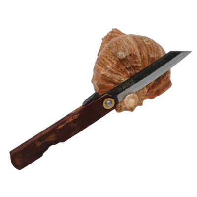 Складной нож Nagao Higonokami Kabazaiku, 80мм, сталь Aogami Kurouchi, рукоять латунь, Cherry blossom style