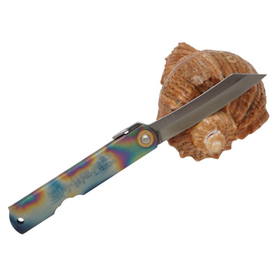 Складной нож Nagao Higonokami Titanium Rainbow, 80мм, сталь VG10, рукоять титан