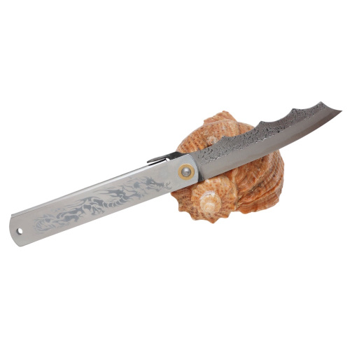 Складной нож Nagao Higonokami Ryubu - Dragon, 100мм, сталь Aogami, рукоять металл