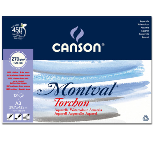 Альбом-склейка для акварели Canson "Montval" Torchon 29,7x42 см 12 л 270 г