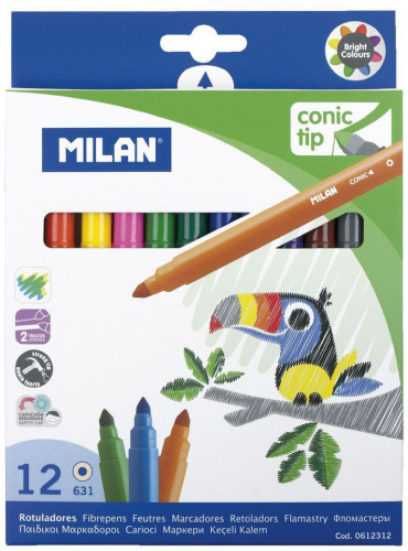 Набор фломастеров MILAN 12 цв, на водной основе, в картонной упаковке