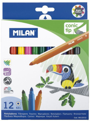 Набор фломастеров MILAN 12 цв, на водной основе, в картонной упаковке