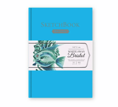 Скетчбук для графики и маркеров Малевичъ "White Swan Bristol" голубой А5 50 л 180 г