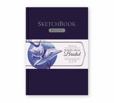 Скетчбук для графики и маркеров Малевичъ "White Swan Bristol" индиго А5 50 л 180 г