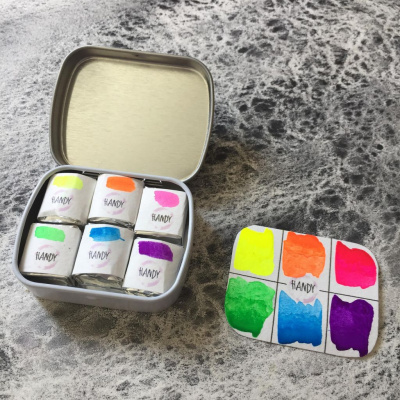 Набор акварели "Handy" Неоновый, 6 кювет 1,6 мл, в металлическом боксе