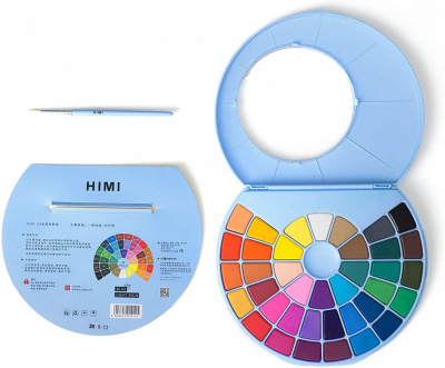 Набор акварели HIMI 38 цветов, голубой