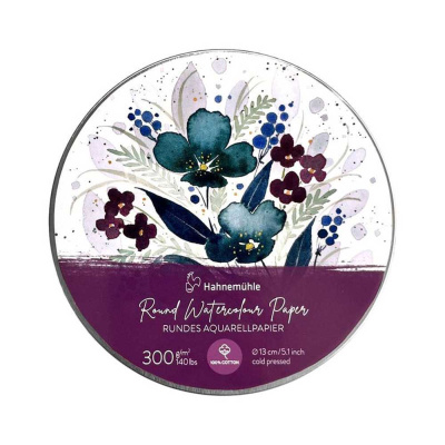 Набор открыток из акварельной бумаги Hahnemuhle, 300 г, D=13 см, 30 л, жестяная коробка