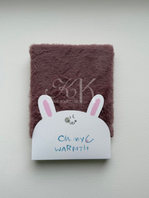 Записная книжка Languo, 12,8х18,5 см 128 л, пушистая обложка, теплый коричневый