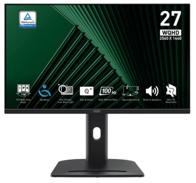 Монитор 27" MSI PRO MP275QPG 9S6-3PC39M-069 2560x1440, 16:9, IPS, 300cd, 4ms, 100Hz, 2xHDMI, DP, SPK, HAS, black