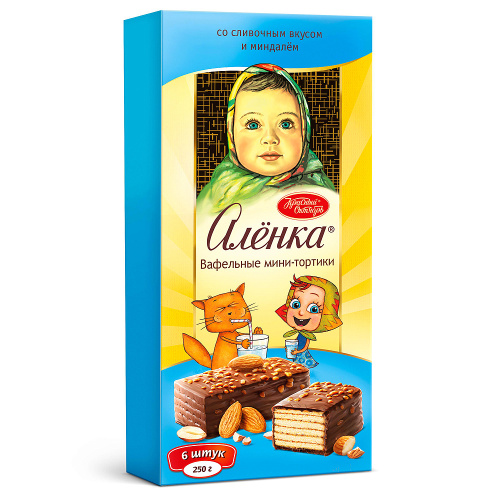 Торт Алёнка вафельный со сливочным вкусом и миндалем, 250 гр.
