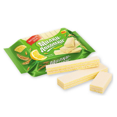 Вафли Милки Лакомки с лимонным вкусом, Пензенская кондитерская фабрика, 450 г