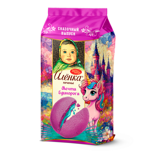 Печенье сдобное «Алёнка» «Мечта Единорога» с начинкой, 110 гр