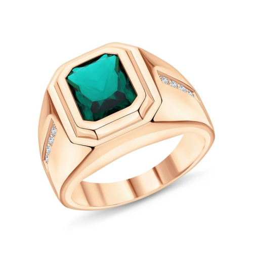 Золотое кольцо с бриллиантами природными и изумрудами гидротермальными