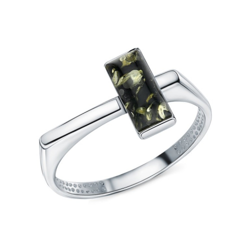 Серебряное кольцо с янтарями природными