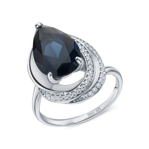 Серебряное кольцо с фианитами и ситаллами