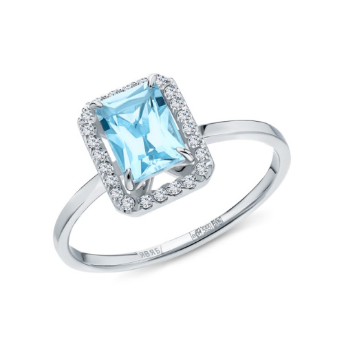 Золотое кольцо с бриллиантами природными и топазами природными