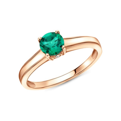 Золотое кольцо с бриллиантами природными и изумрудами гидротермальными