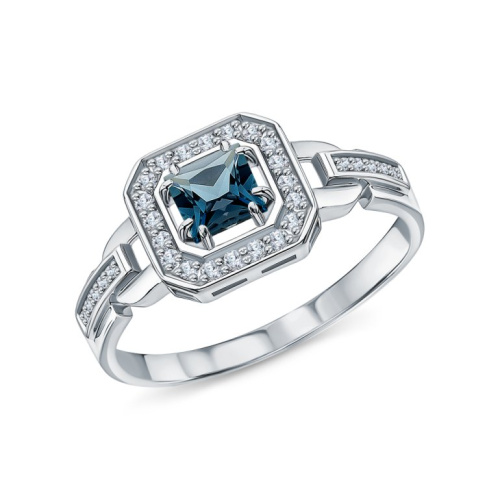 Золотое кольцо с бриллиантами природными и топазами природными