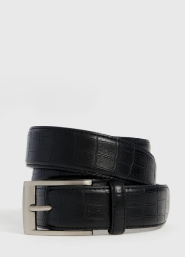 Ремень c фактурой под крокодила, Черный