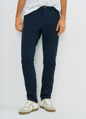 Брюки «5 карманов» Slim из твила, Синий