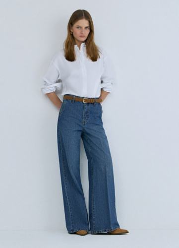 Свободная рубашка из хлопка, Белый