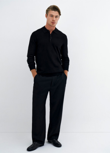 Широкие брюки с шерстью, Черный