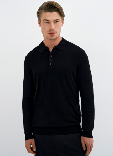 Вязаный джемпер-поло, Черный
