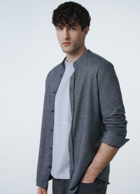 Рубашка с воротником мао, Серый