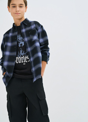 Рубашка из фланели для мальчиков, Синий