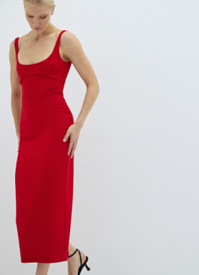 Платье миди, Красный