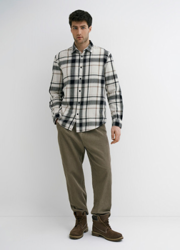 Рубашка в клетку из хлопка, Белый