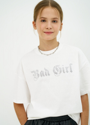 Футболка с аппликацией со стразами для девочек, Белый