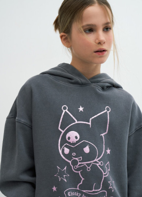 Худи с принтом для девочек, Серый