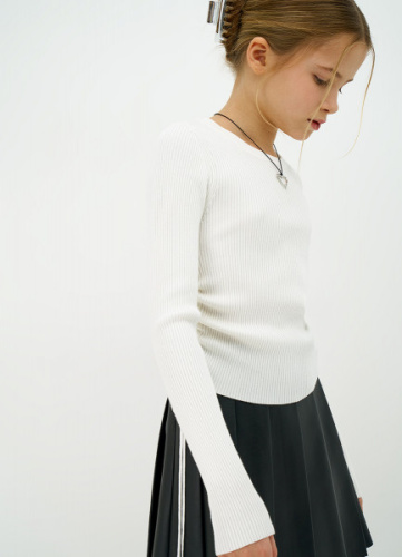 Джемпер в рубчик с завязками для девочек, Белый