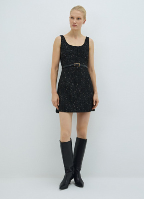 Твидовое платье мини, Черный