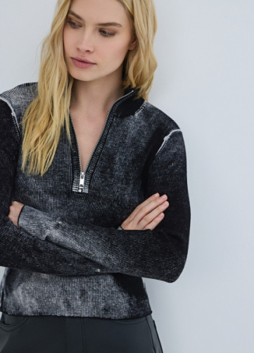 Джемпер-анорак с эффектом стирки, Серый