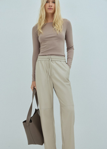 Брюки из искусственной кожи, Бежевый