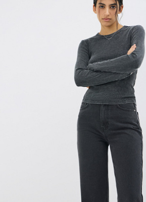 Лонгслив в рубчик, Серый