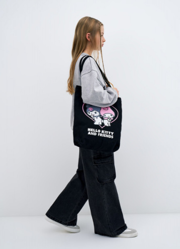 Сумка-шоппер с принтом для девочек, Черный