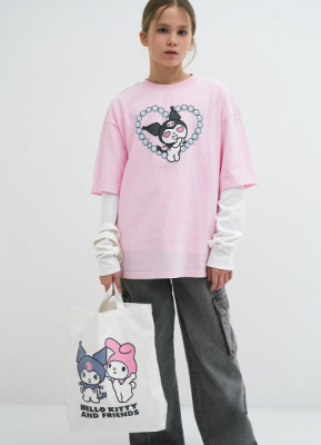 Сумка-шоппер с принтом для девочек, Белый