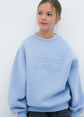 Свитшот с объёмным принтом для девочек, Голубой