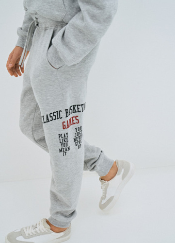 Трикотажные брюки с принтом для мальчиков, Серый