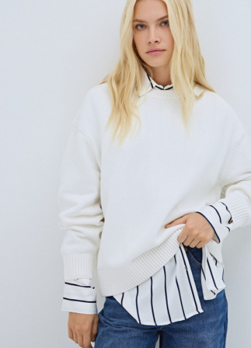 Вязаный джемпер из хлопка, Белый