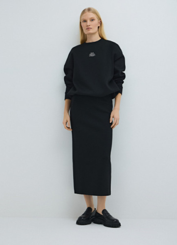 Юбка миди прямого кроя, Черный